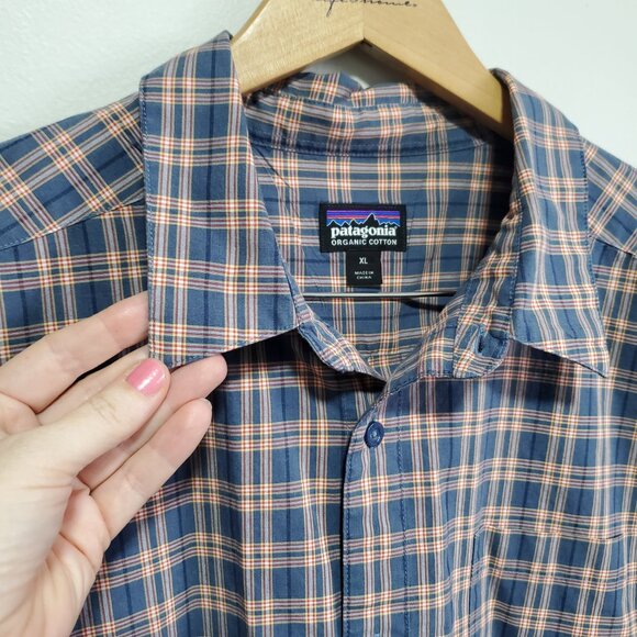 PATAGONIA Fezzman Plaid Button Down Shirt Short Sleeve Organic Cotton Men's XL - Picture 4 of 13